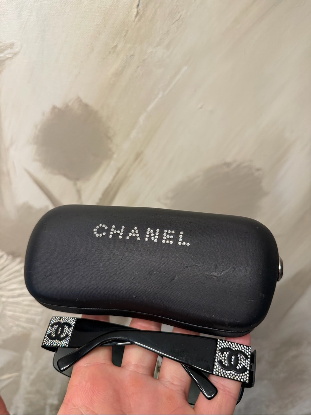 CHANEL 4117-B c.101/8G Black Y2K Swarovski Crystal CC Sunglasses